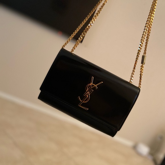 Yves Saint Laurent Black Crossbody with Gold Chain